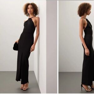 Solace London black halter dress. Wedding guest black tie Darce Gown size 12